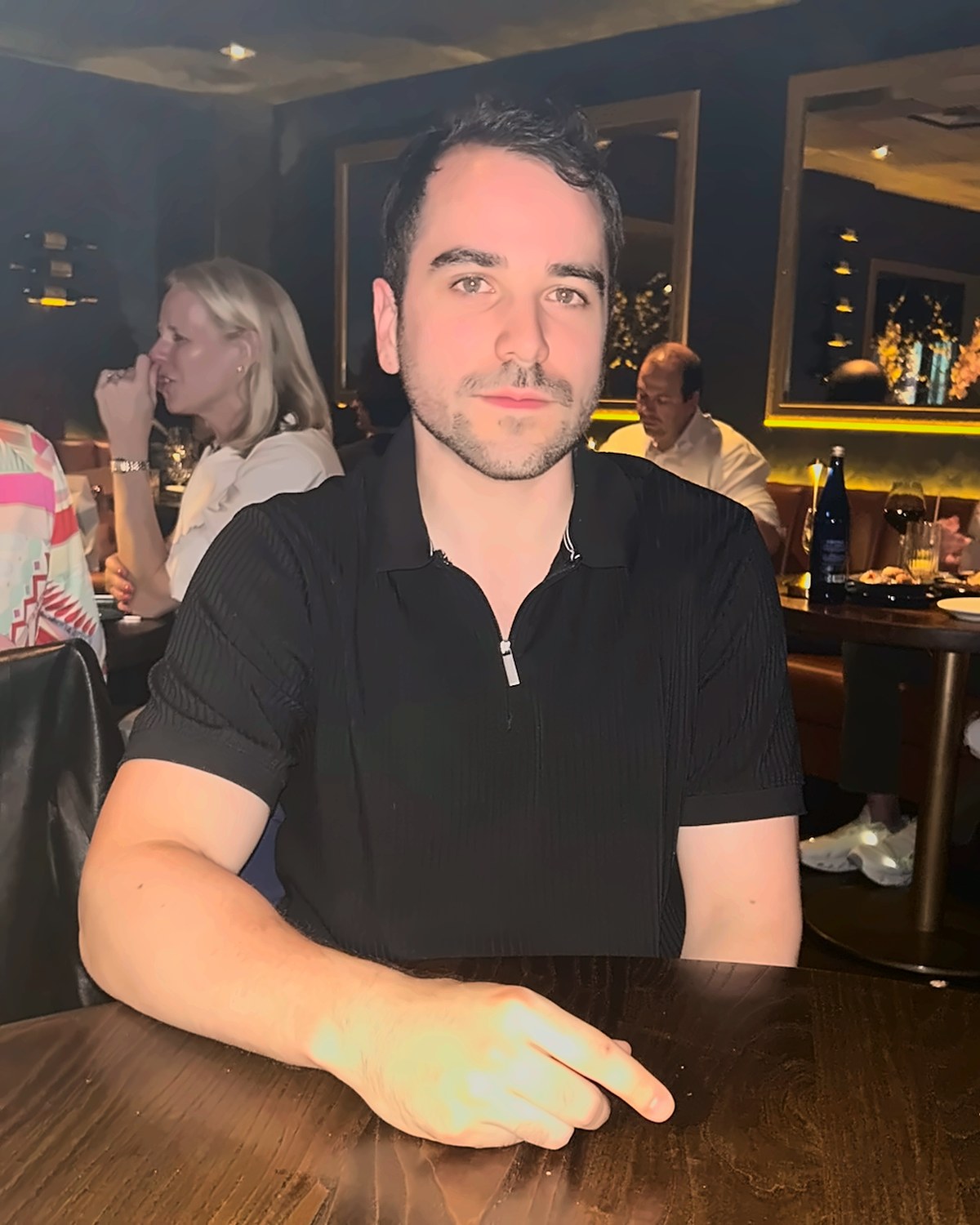 Josh Popkin at fancy steakhouse dinner in Manhattan